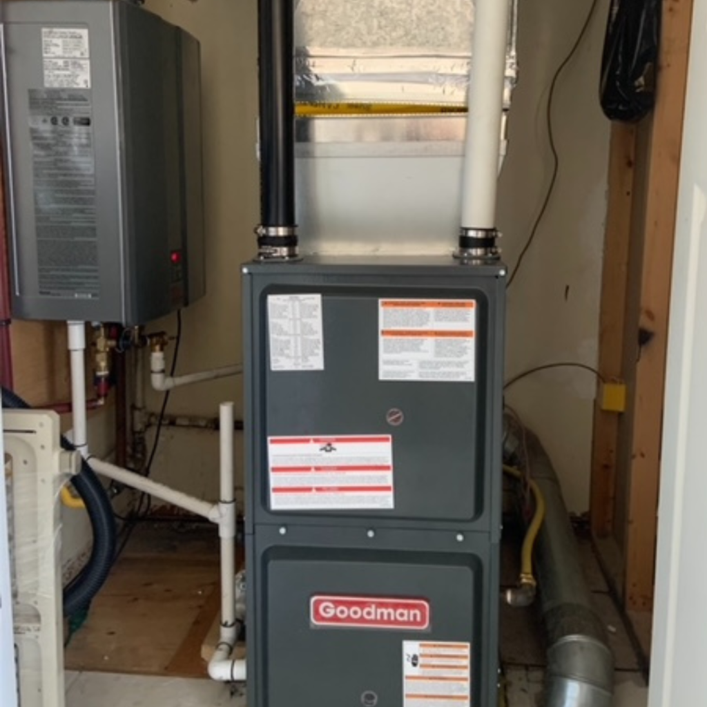 New furnace and tankless hot water installation
